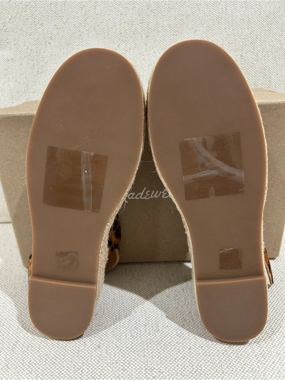 Madewell Leopard Espadrille Calf Hair Sandals Platform Strappy  Size 8.5 NIB